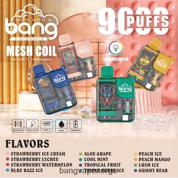 Bang Vape Disposable - Bang Vape Box BC9000 forhåndsfylt 16ml 2B260F6 engangs