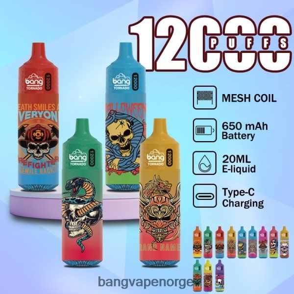 Bang Vape Bergen - Bang Vape Tornado 12000 puff med led & mesh coil 2B260F4 engangs