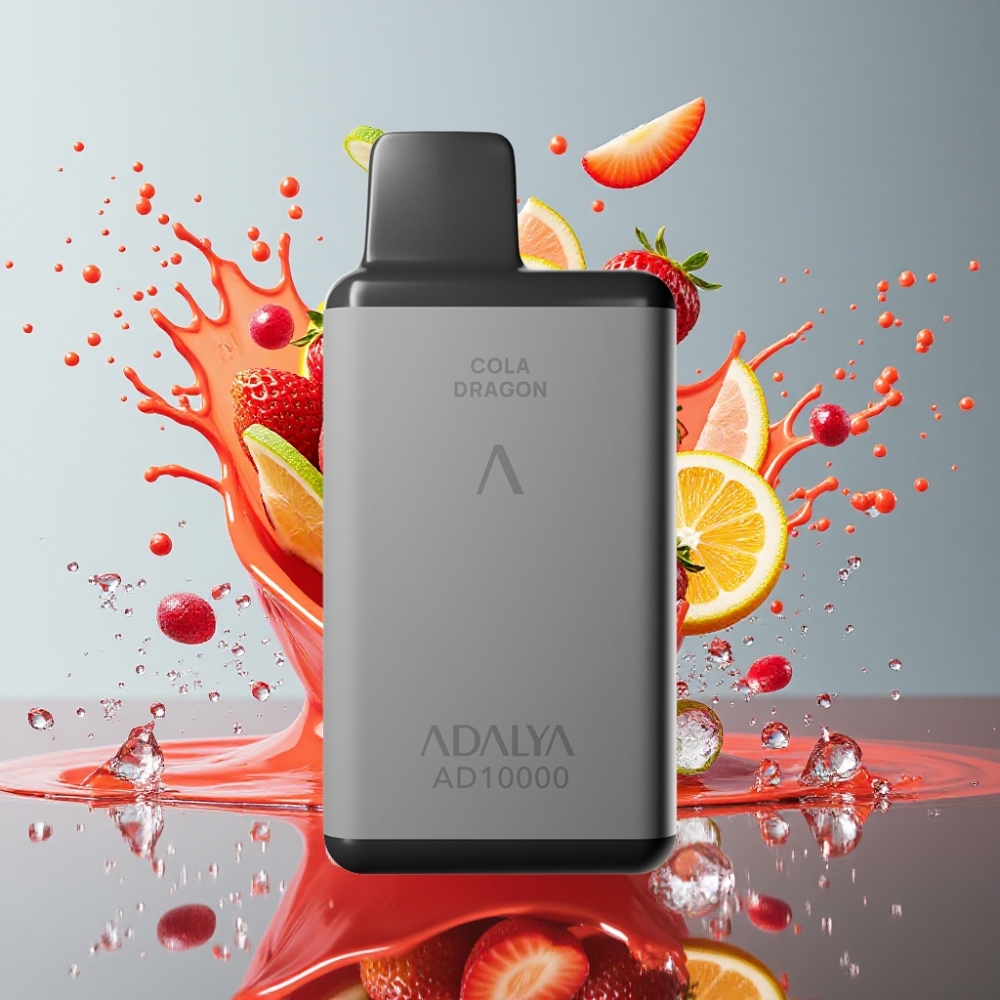 Adalya AD 10000 Puffs Norge Engros Engangs Vape Jordbærsprut – 14 ml, 2% Nikotin, 650 mAh, Space Gray, USB-C