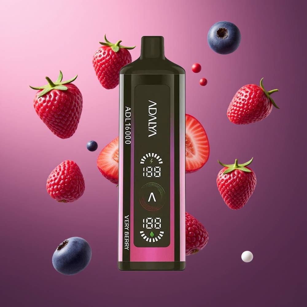 Adalya ADL 16000 PRO Puffs Norge Engros Vape til Engangsbruk Veldig Bær – 25ml E-væske, 1000 mAh Batteri, Smart Mesh Coil, Digital Skjerm, USB-C Lading