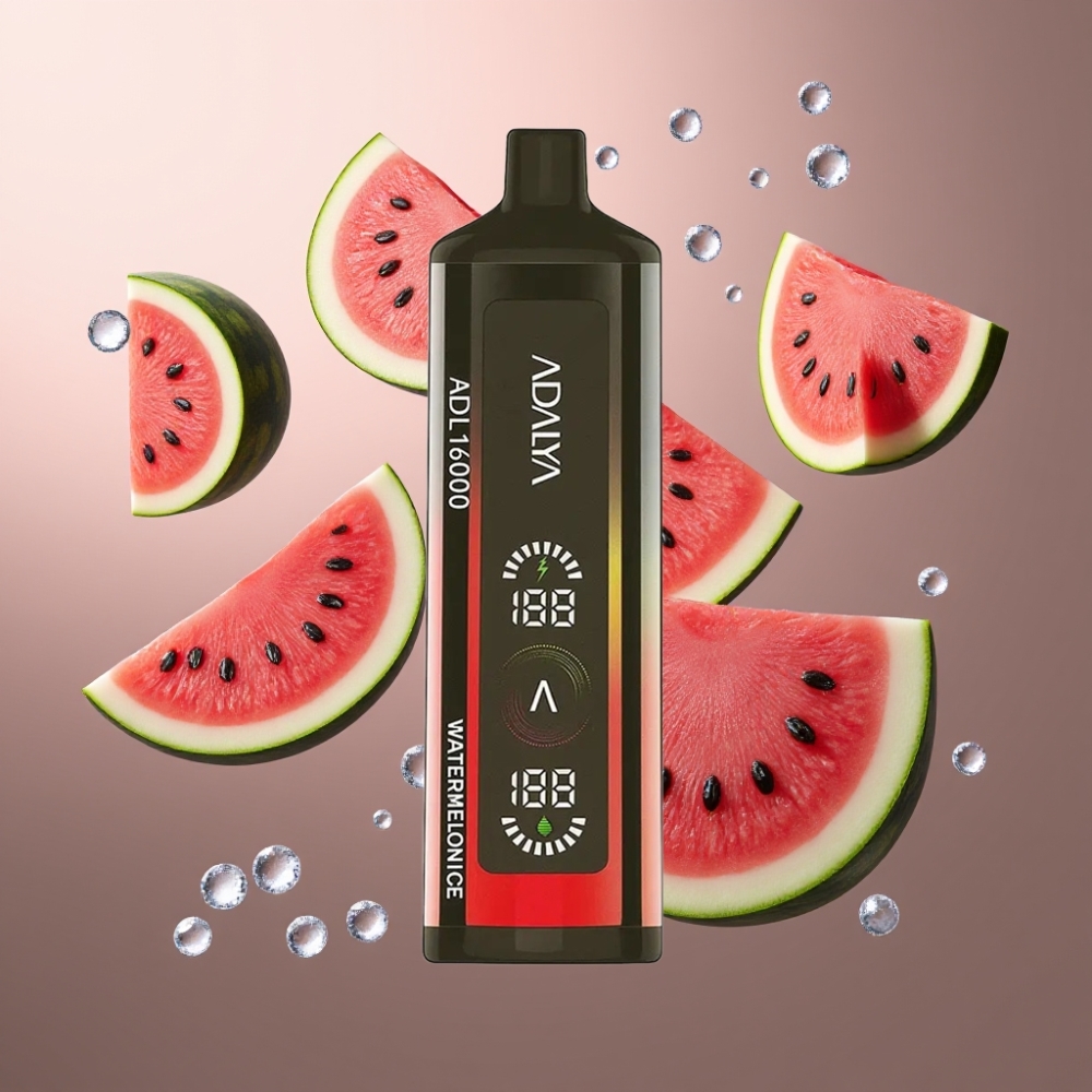 Adalya ADL 16000 PRO Puffs Vape til Engangsbruk Norge Engros – Vannmelon Is – 16.000 Puffs, Smart Mesh Coil, Digital Skjerm, USB-C