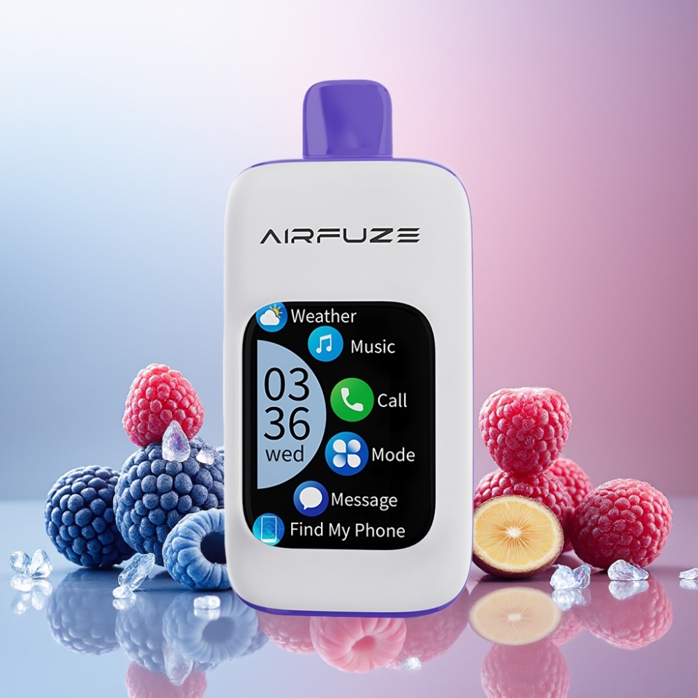 AirFuze Smart 30000 Puffs Norge Engros Vape til engangsbruk Blå Bringebær Is med 5% Nikotin, 900mAh Batteri, Type-C Lading