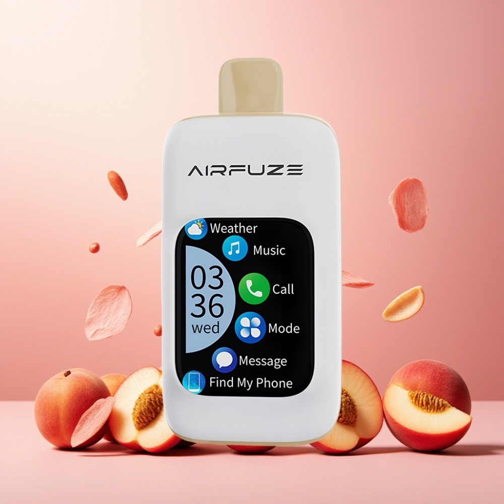 AirFuze Smart 30000 Puffs Norge Engros Vape til engangsbruk Saftig Fersken med 5% Nikotin, 900mAh Batteri, og Type-C Lading