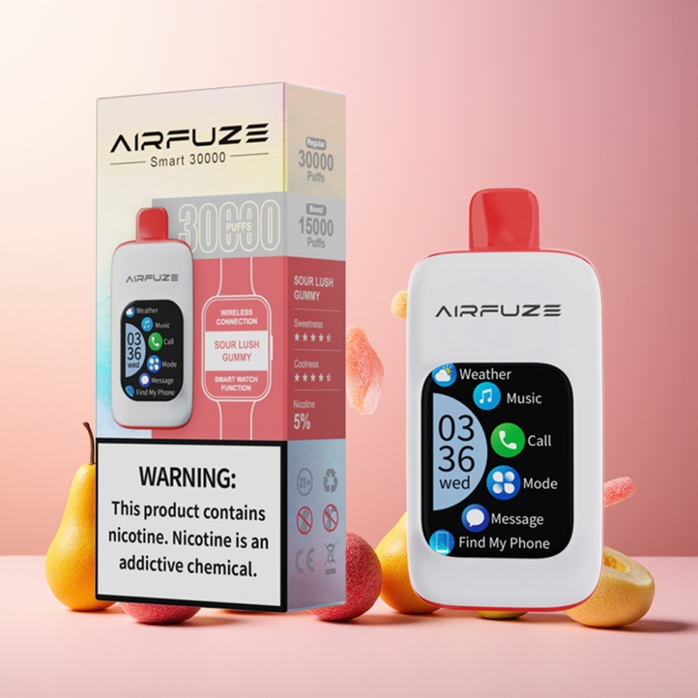 AirFuze Smart Norge Engros 30000 Puffs Vape til engangsbruk Sur Gummy 5% Nikotin 900mAh Type-C 50x25x104.9mm