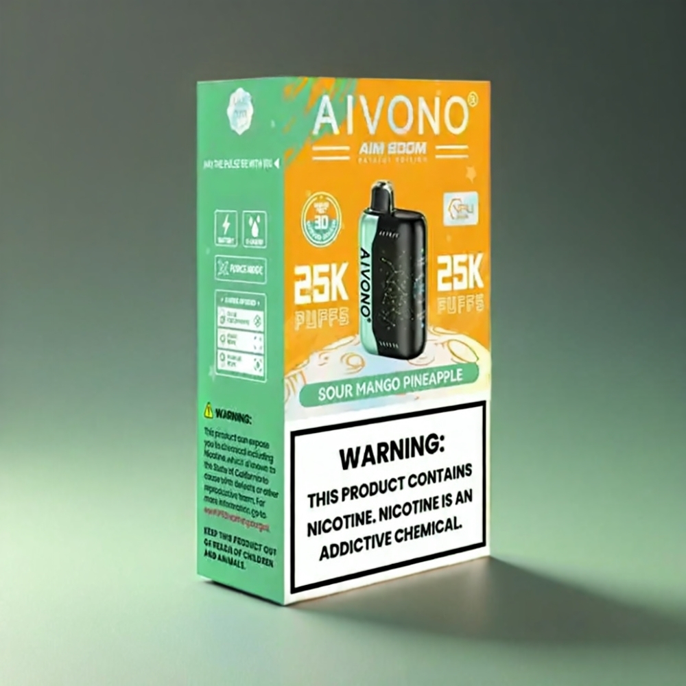 Aivono AIM BOOM 25000 Puffs Norge engros Vape Surt Mango Ananas 28ml 650mAh Type-C