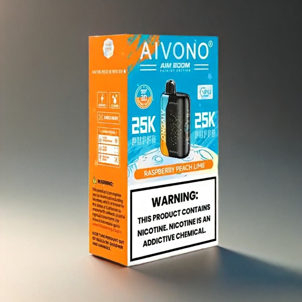 Aivono AIM BOOM Norge engros 25000 Puffs 28ml E-Liquid 650mAh Type-C Bringebær Fersken Lime