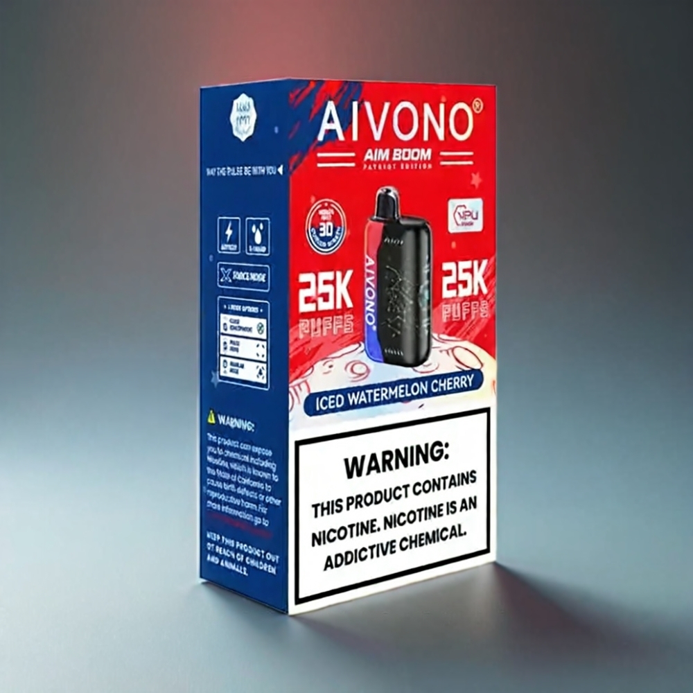 Aivono AIM BOOM Norge engros 25000 Puffs 5% Nikotin Isvannmelon Kirsebær 650mAh Type-C