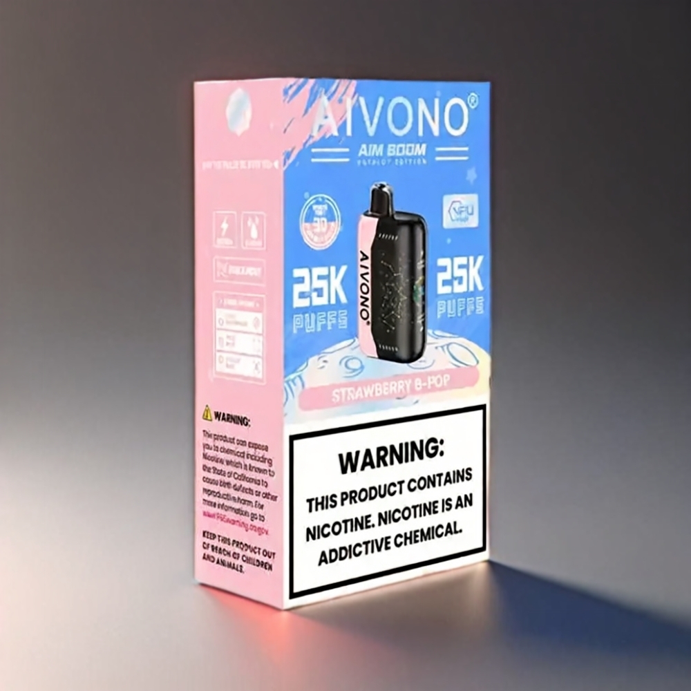 Aivono AIM BOOM Norge engros 25000 Puffs 5% Nikotin Jordbær Type-C Lading 650mAh