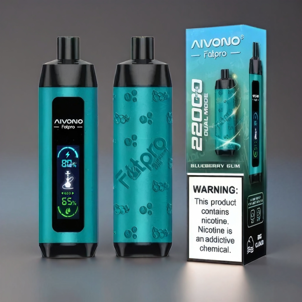 Aivono AIM FATPRO Norge Engros 22000 Puffs 28ml Blåbær Vape med 0.6 ohm Mesh Coil og 600mAh