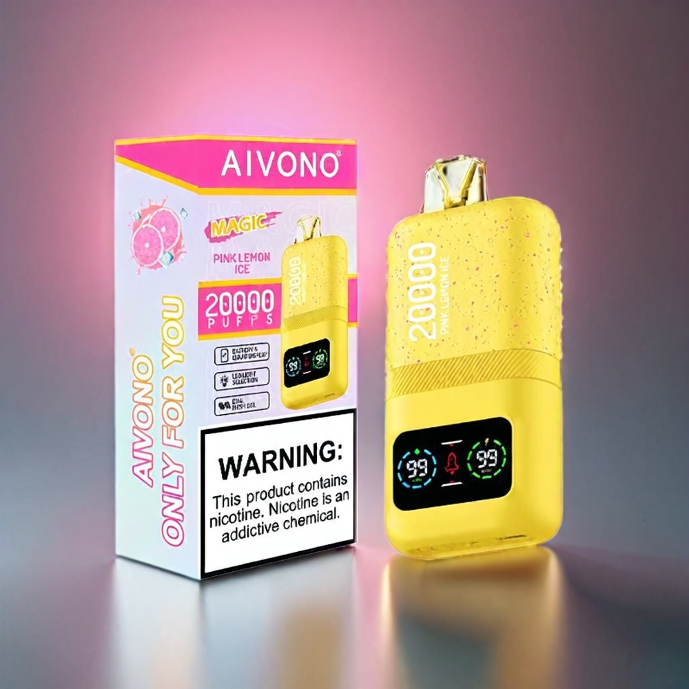 Aivono AIM MAGIC 20000 Puffs Norge Engros – 26ml E-liquid, 0-5% Nikotin, Dual Mesh Coils, Type-C, 10 Smaker, Rosa Sitron Is
