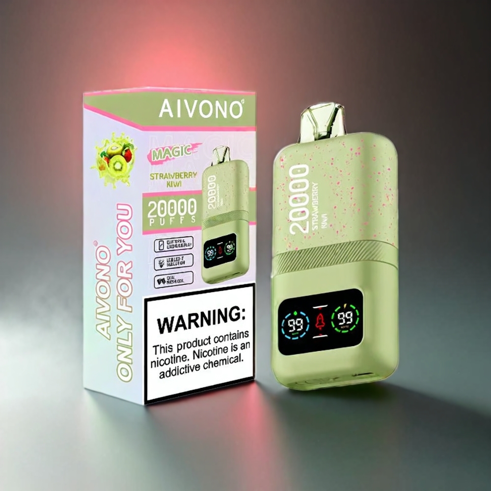 Aivono AIM MAGIC 20000 Puffs Norge Engros – Jordbær Kiwi, 20.000 Puff, 26ml E-væske, LCD-skjerm, Type-C-lading