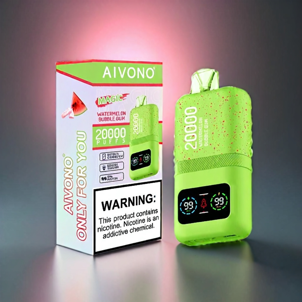Aivono AIM MAGIC Norge Engros 20000 Puffs Vannmelon Tyggegummi – 26ml E-liquid, Dual Mesh Coils, Type-C, LCD Display
