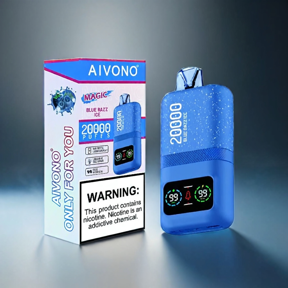 Aivono AIM MAGIC Norge engros 20000 Puffs Blå Bringebær Is Type-C 26ml Dual Mesh Coils