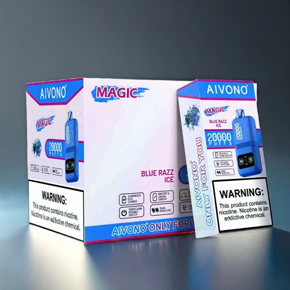 Aivono AIM MAGIC Norge engros 20000 Puffs Blå Bringebær Is Type-C 26ml Dual Mesh Coils