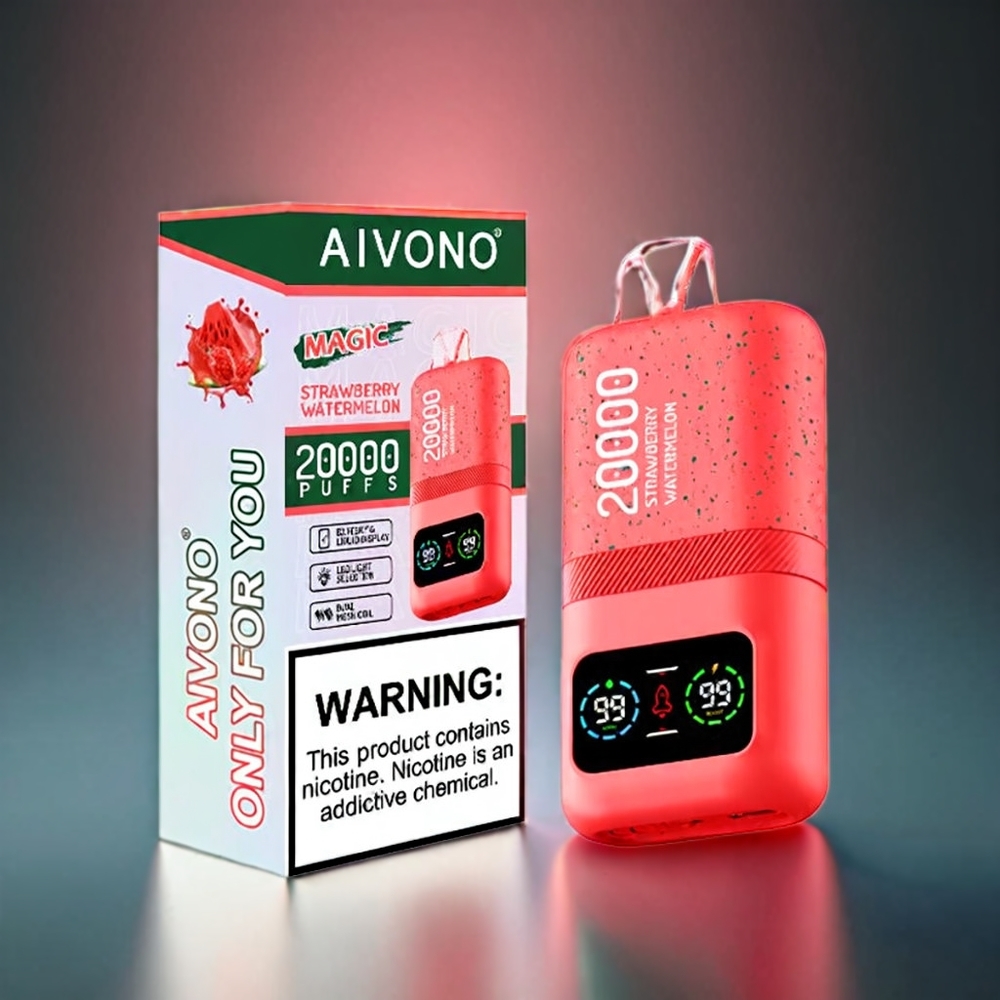 Aivono AIM MAGIC Norge engros 20000 Puffs Med Jordbær og Vannmelon 26ml E-liquid Type-C Ladbar 600mAh Batteri