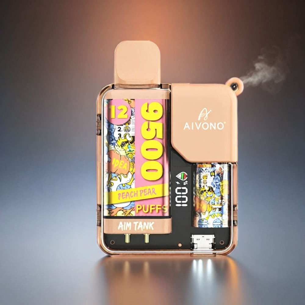 Aivono AIM-TANK Norge Engros 9500 Puffs 18ml 650mAh LCD Peach Pære 1.2ohm Mesh Coil