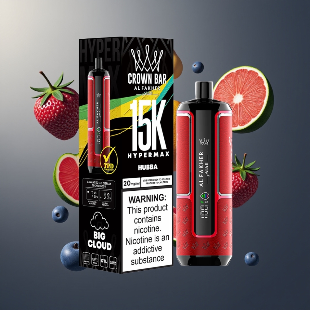 Al Fakher Crown Bar 15K Hypermax Vape til Engangsbruk Kit Norge Engros – 22ml, 15.000 Puffs, 600mAh, Type-C, DTL, 20mg, Kompakt