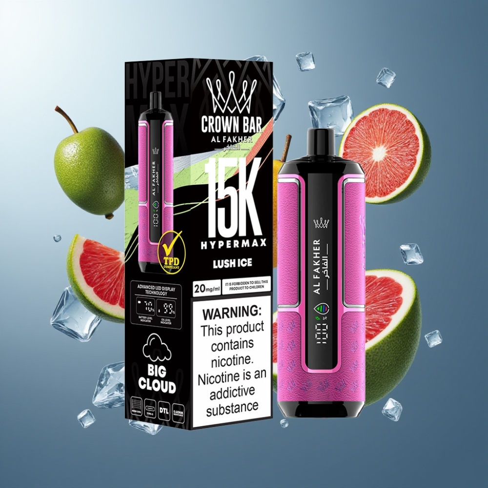 Al Fakher Crown Bar 15K Hypermax Vape til Engangsbruk Kit Norge Engros – 22ml E-Liquid, 15 000 Puff, 600mAh, Type-C, DTL, 20mg, Kompakt