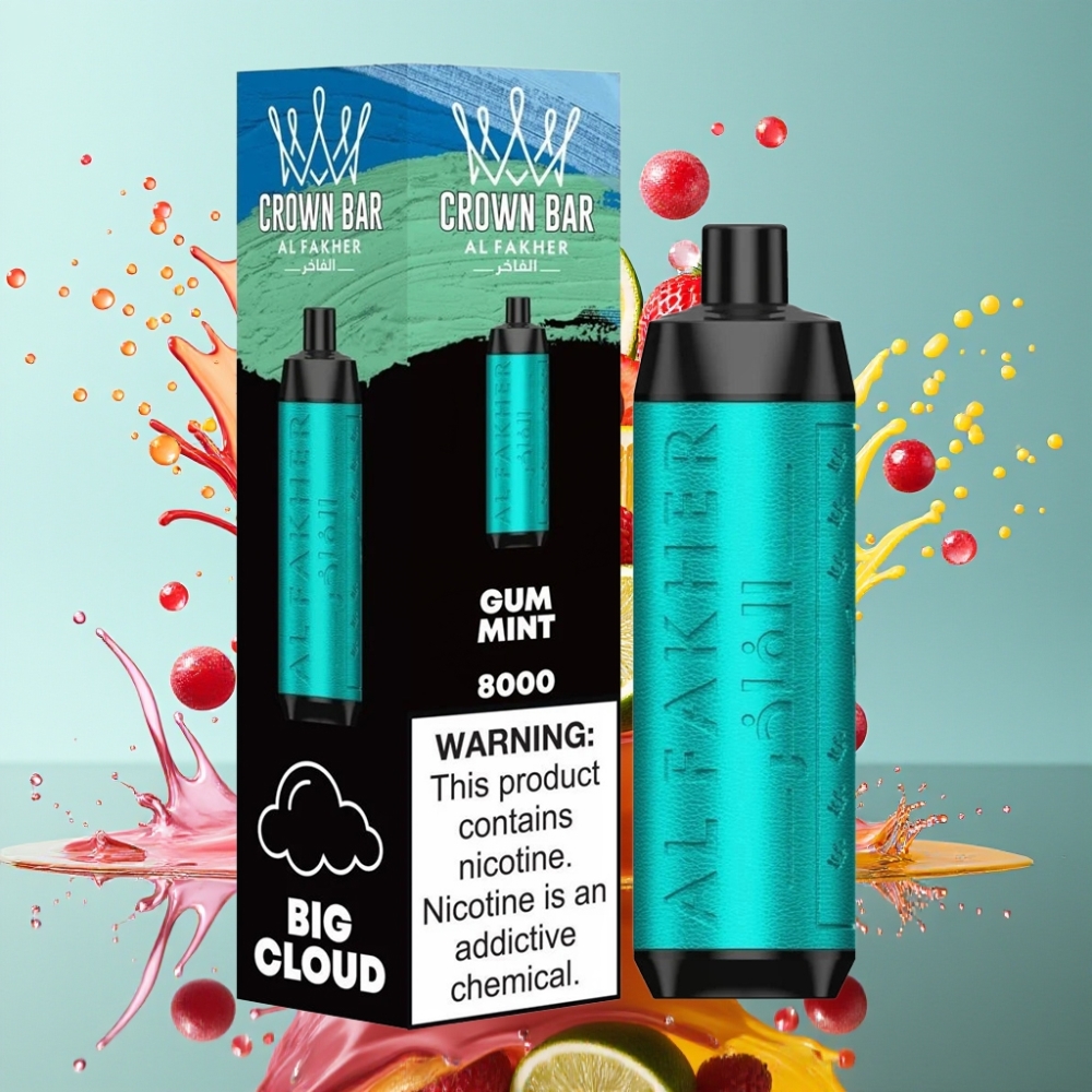Al Fakher Crown Bar 8000 Crystal Engangs Vape Norge Engros – 8000 Puffs, 18ml e-Liquid, 5mg Nikotin, Gummi Mynte