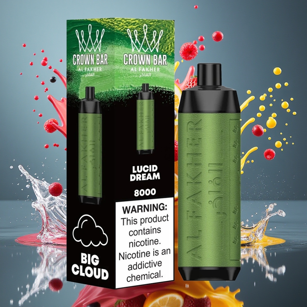 Al Fakher Crown Bar 8000 Crystal Norge Engros – 18ml, 5mg Nikotin, 8000 Puffs, USB-C, Kompakt