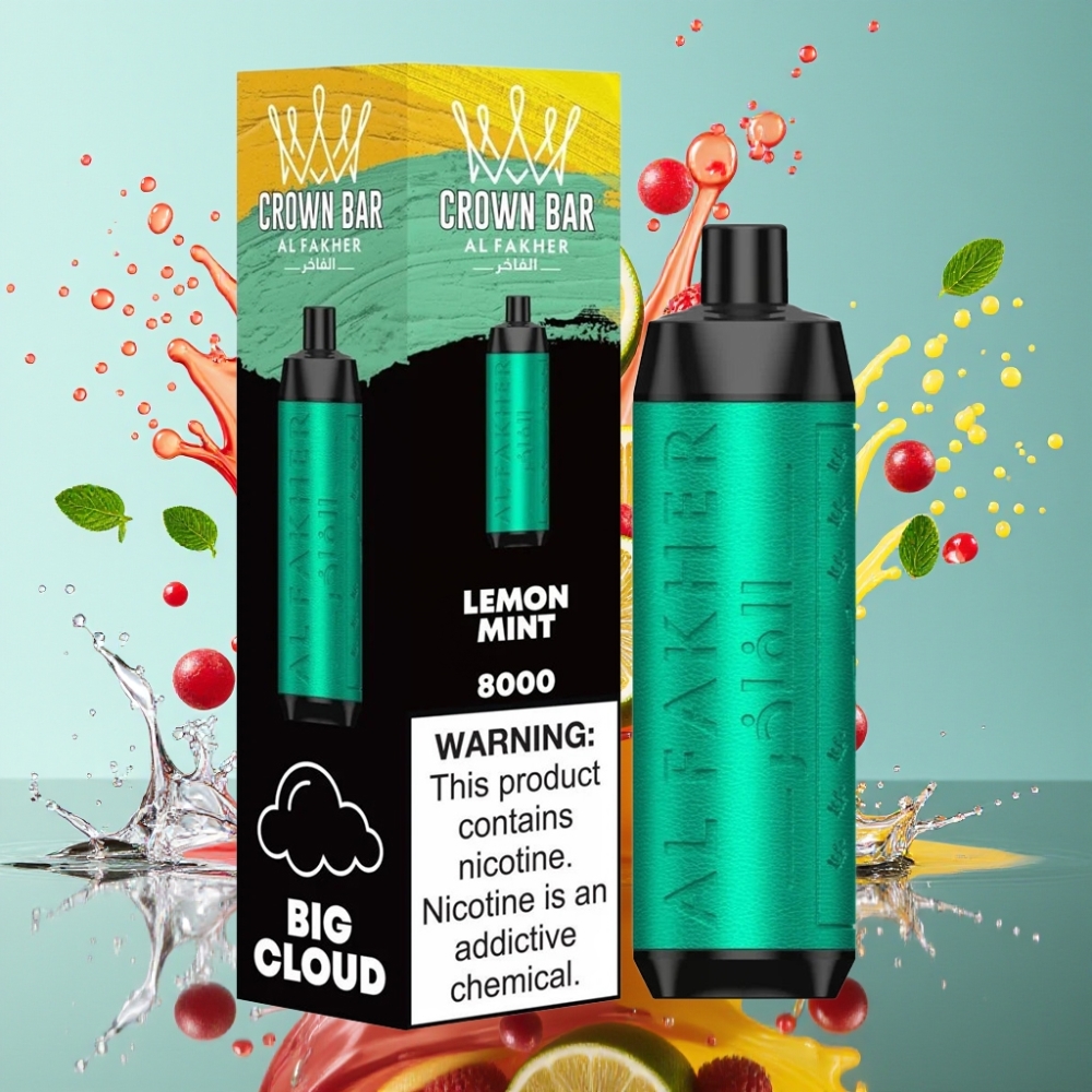 Al Fakher Crown Bar 8000 Crystal Norge Engros Engangs Vape Sitron Mynte – 18ml, 8000 Puff, 600mAh, USB-C