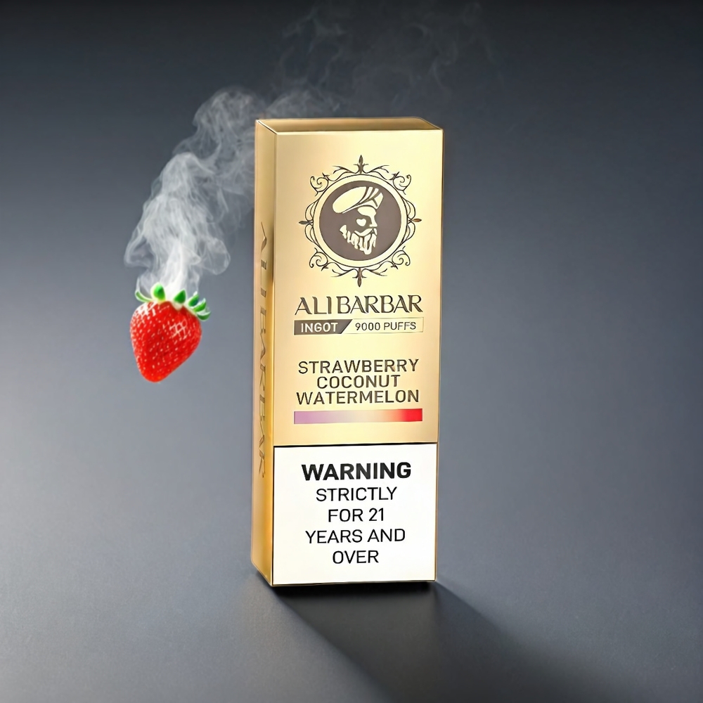 Alibarbar Ingot 9000 Puffs Norge engros – Jordbær Kokos Vannmelon – 22ml E-væske, 2350mAh, 1.2 Ohm, LED Skjerm