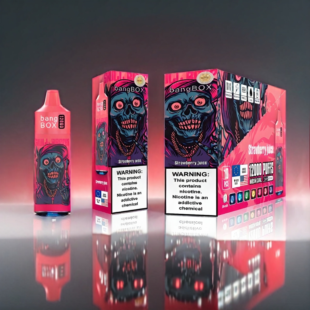 Bang Box 12000 Puffs Norge Engros – Jordbærjuice – 23ML Liquid, 650mAh Batteri, TYPE-C Lading, Nikotinsalt 0%-5%