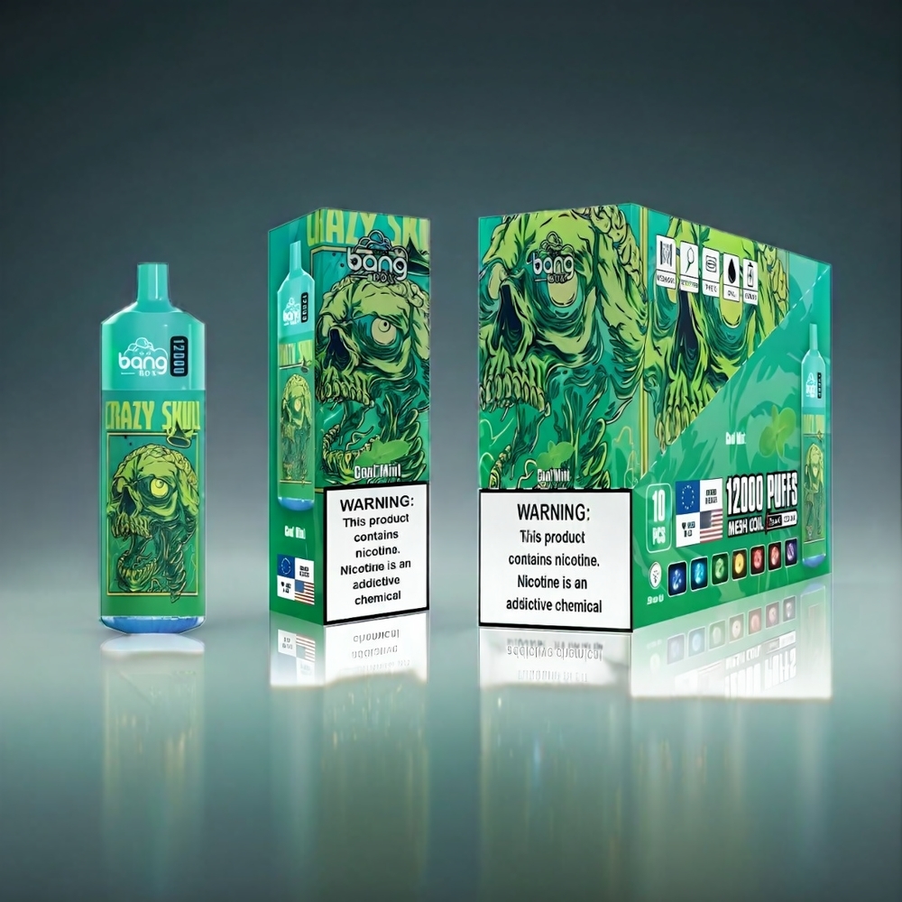 Bang Box 12000 Puffs Norge Engros Vape Kjølig Mynte – 23ML Liquid, 650mAh Battery, TYPE-C USB, 0%-5% Salt Nic