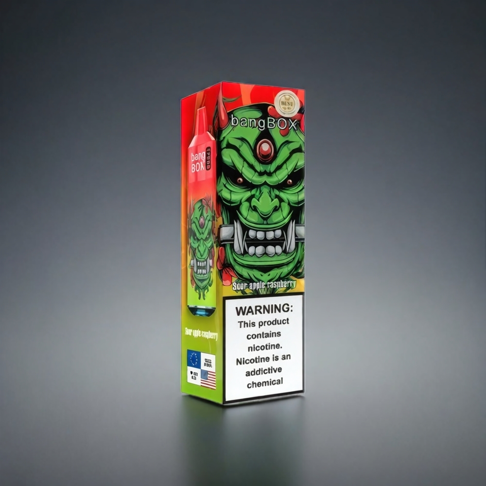 Norge Engros Bang Box 12000 Puffs Vape Sur Eple Bringebær – 23ML Væske, 650mAh Batteri, Type-C Lading – 0%-5% Salt Nic