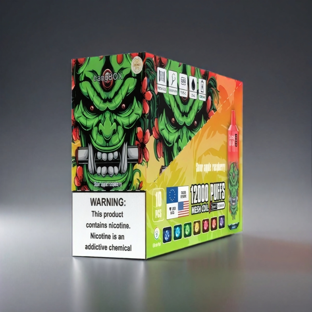 Norge Engros Bang Box 12000 Puffs Vape Sur Eple Bringebær – 23ML Væske, 650mAh Batteri, Type-C Lading – 0%-5% Salt Nic