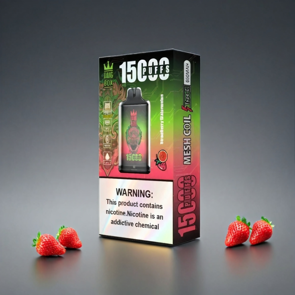 Bang Box 15000 Puffs Norge Engros – Jordbær og Vannmelon – 23ml E-liquid, 650mAh, Type-C, 1 Boks 10 stk