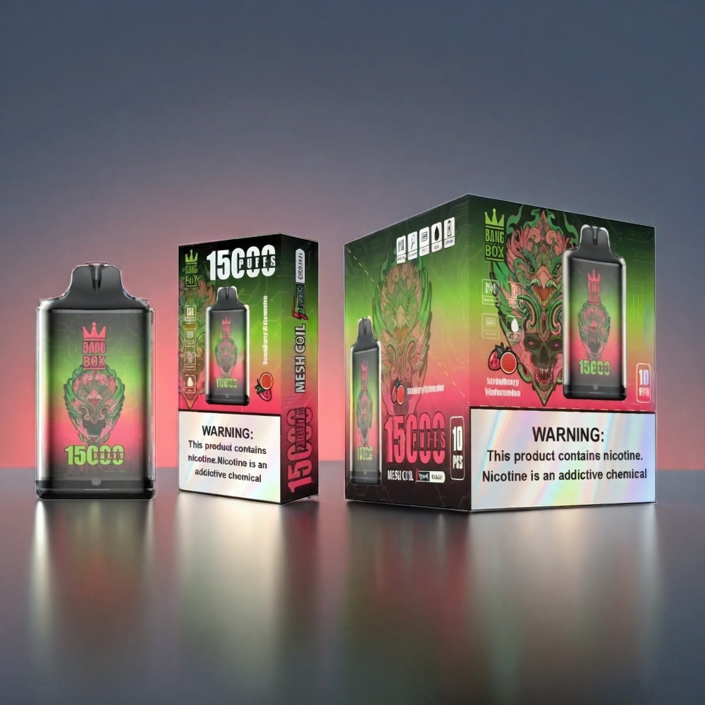 Bang Box 15000 Puffs Norge Engros – Jordbær og Vannmelon – 23ml E-liquid, 650mAh, Type-C, 1 Boks 10 stk