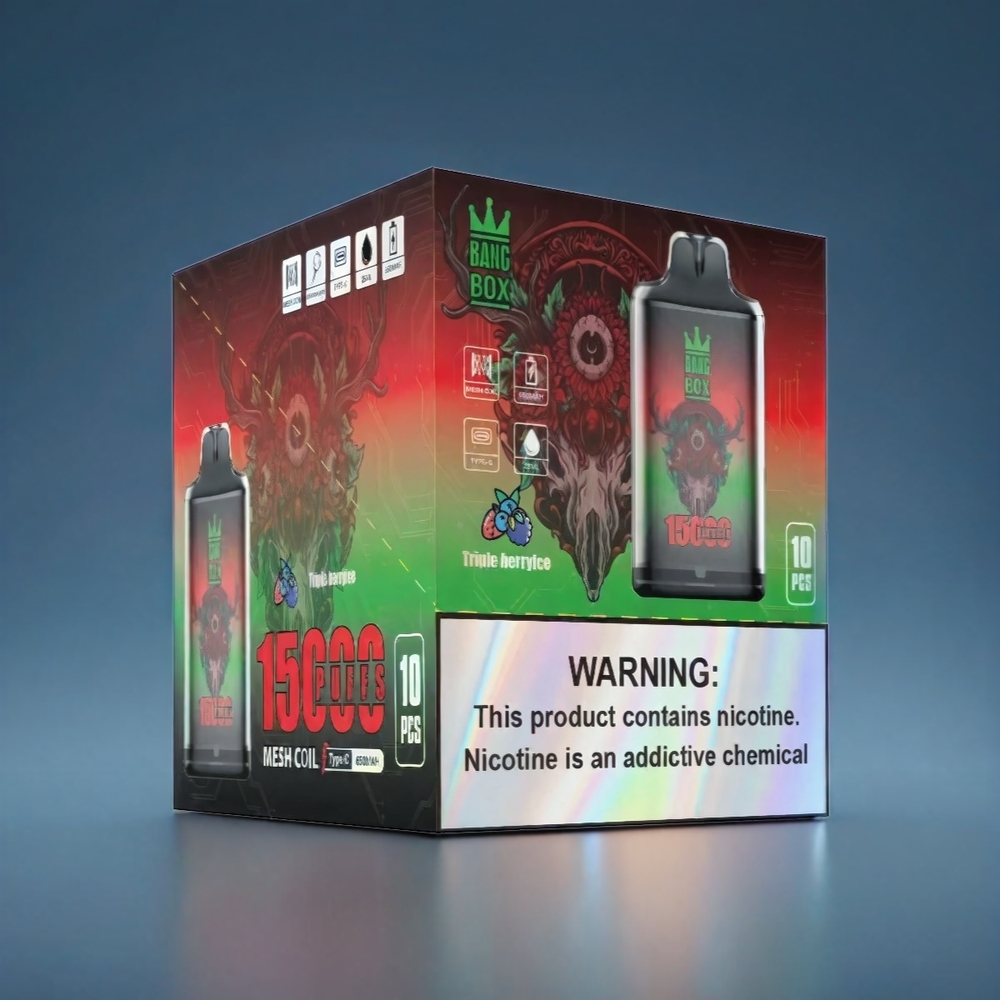 Bang Box 15000 Puffs Norge Engros Vape Trippelbær Is – 23ml E-væske, 650mAh, 10 stk/box