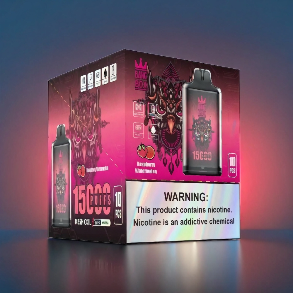 Bang Box 15000 Puffs Norge engros Vape Bringebær Vannmelon – 23ml E-liquid, 650mAh batteri, 10 stk per boks
