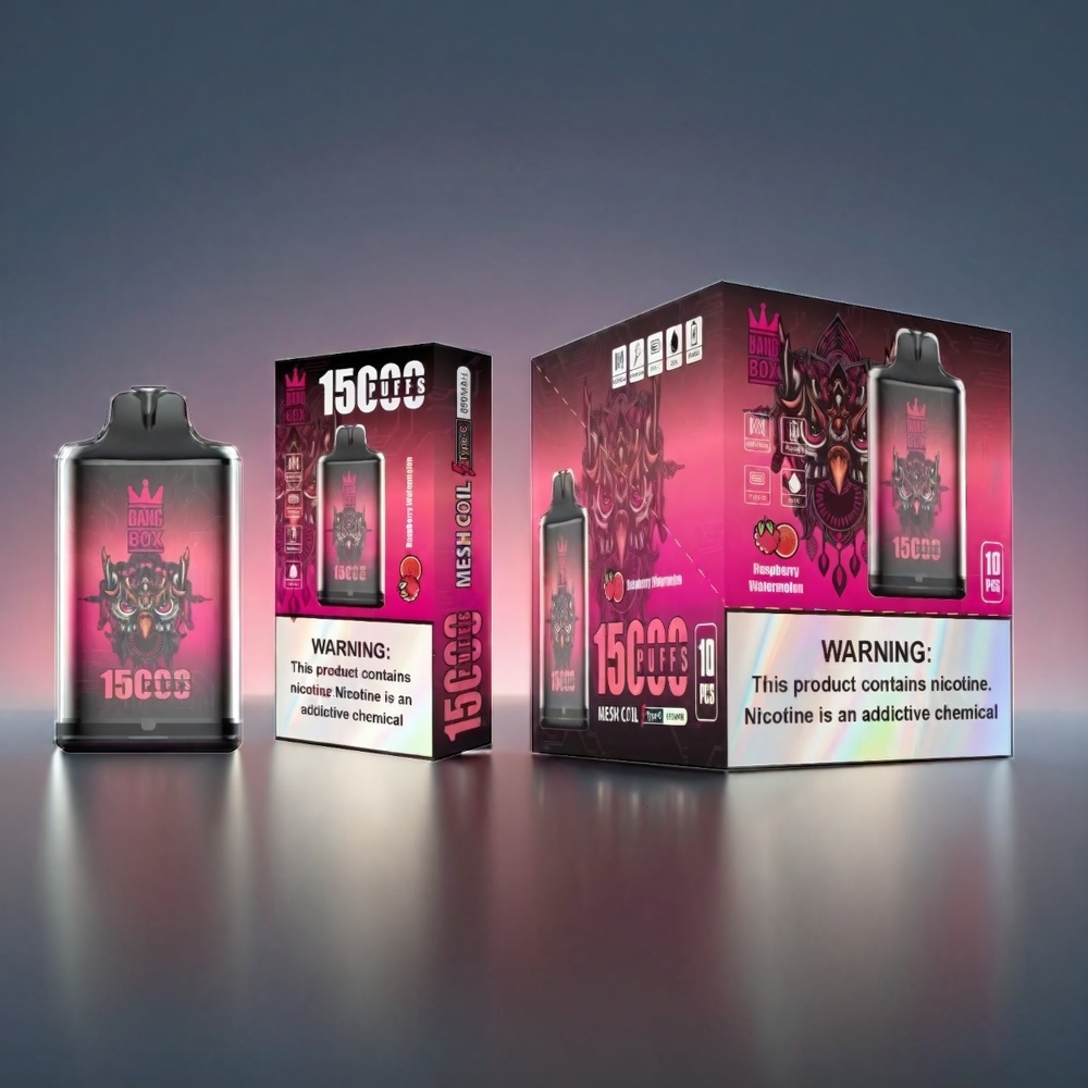 Bang Box 15000 Puffs Norge engros Vape Bringebær Vannmelon – 23ml E-liquid, 650mAh batteri, 10 stk per boks