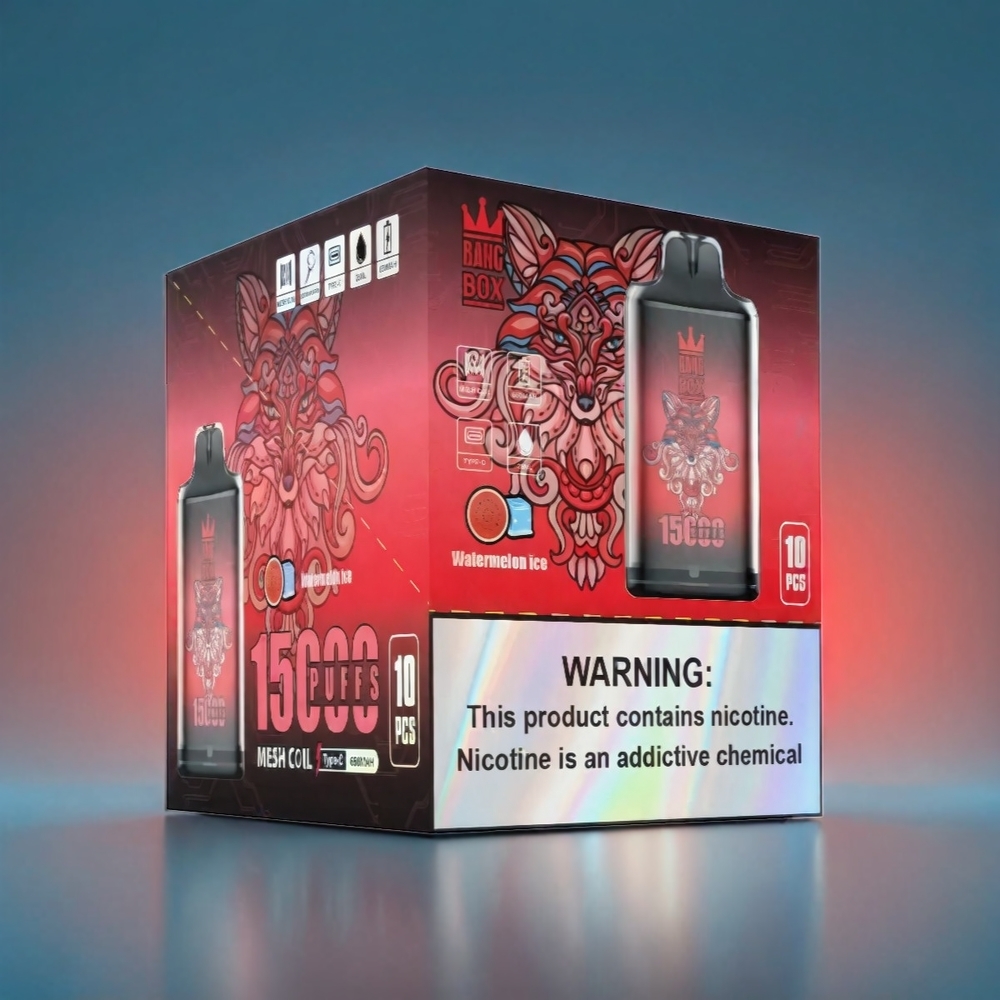 Bang Box 15000 Puffs Vannmelon Is Norge Engros – 23ml E-væske, 650mAh Batteri, Type-C, 10pk