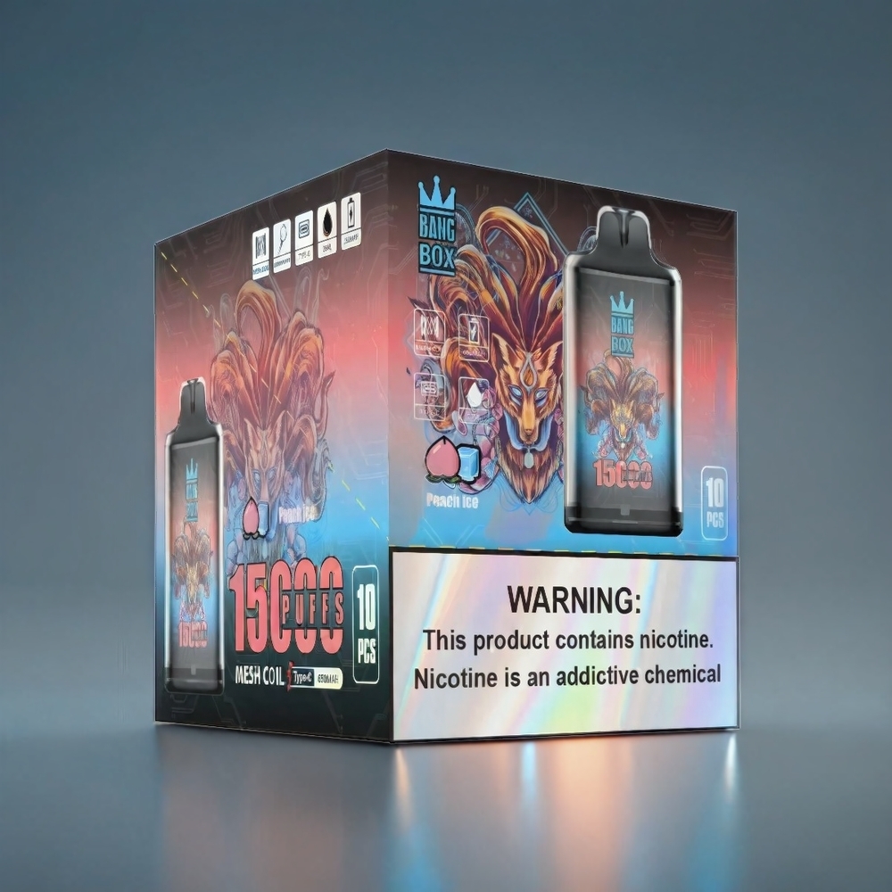 Norge engros Bang Box 15000 Puffs Fersken Is 23ml 5% Nikotin 650mAh TYPE-C 10pk