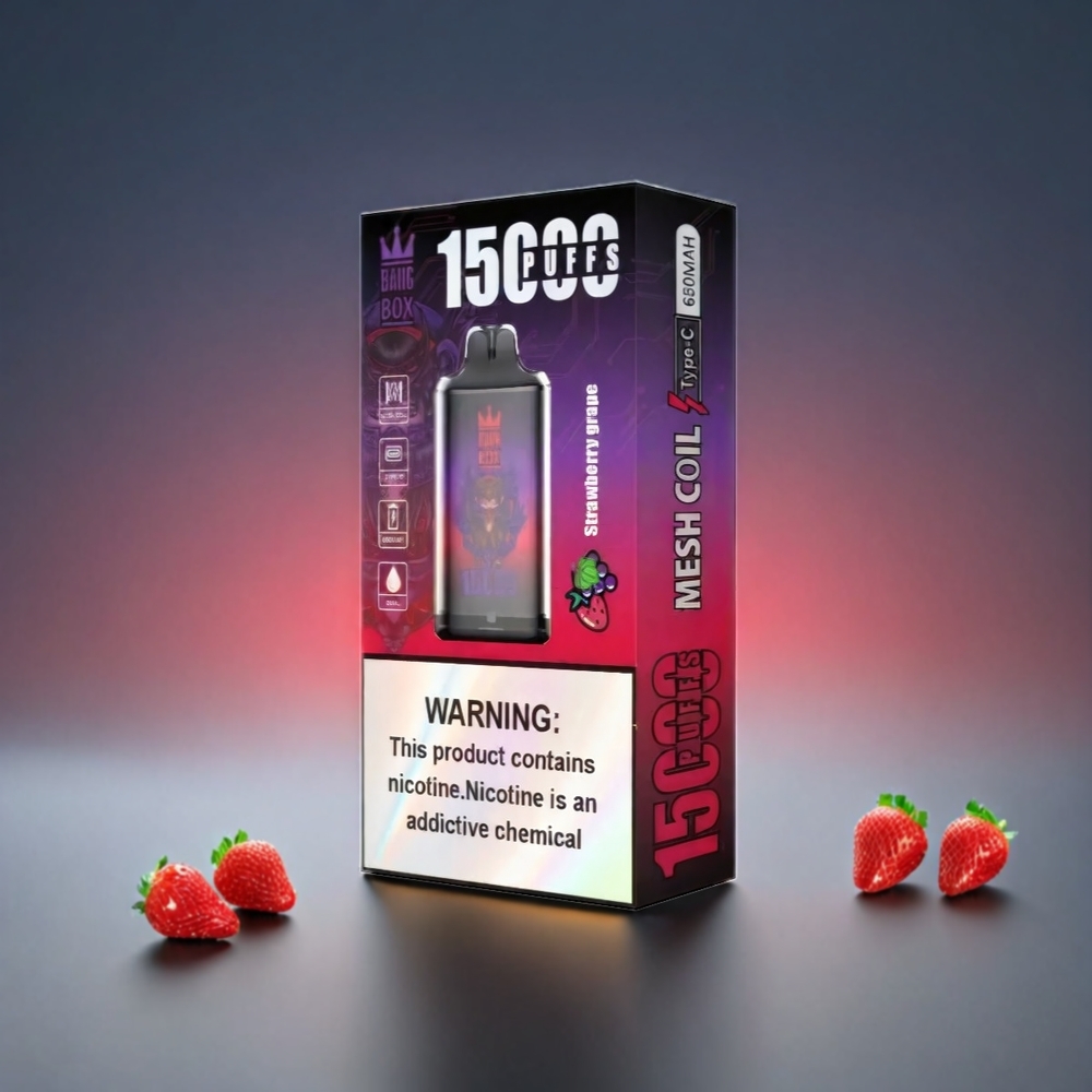 Norge engros Bang Box 15000 Puffs Vape Jordbær Drue – 23ml, Nikotin 0%/2%/3%/5%, 650mAh, 10 stk