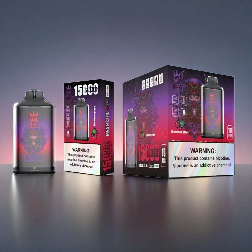 Norge engros Bang Box 15000 Puffs Vape Jordbær Drue – 23ml, Nikotin 0%/2%/3%/5%, 650mAh, 10 stk