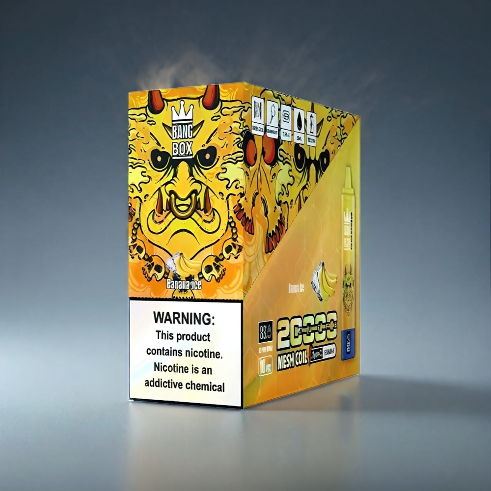 Bang Box 20000 Puffs Norge Engros Banan Is 0%-5% Nikotin 35ml 850mAh Mesh Coil Smart Screen 12 Smaker 200stk/Kartong