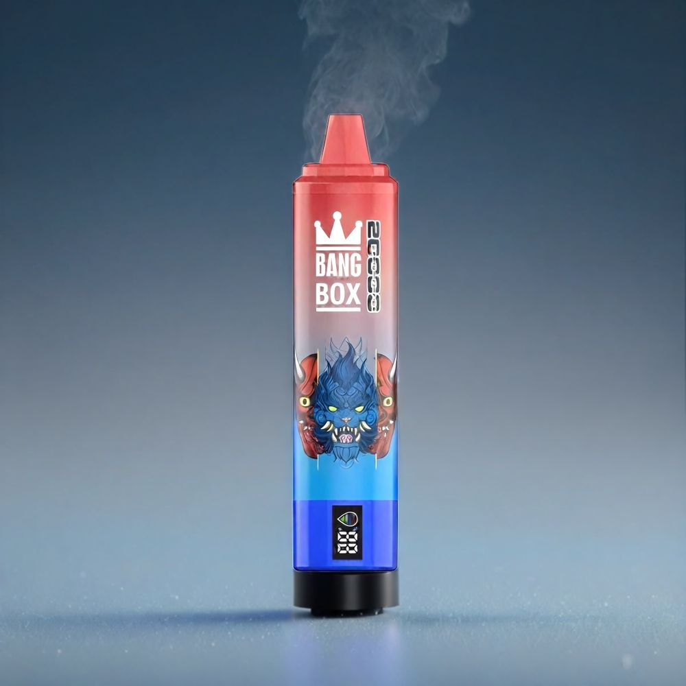 Bang Box 20000 Puffs Norge Engros Vape Blå Bringebær Is med 35ml E-Liquid, Smart Skjerm, 850mAh og Mesh Coil