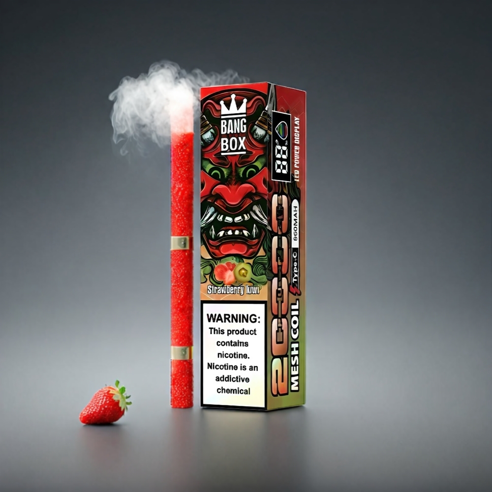 Bang Box 20000 Puffs Norge Engros Vape Jordbær Kiwi med 35ml E-Likvid og Smart Skjerm – 0% 2% 3% 5% Nikotin