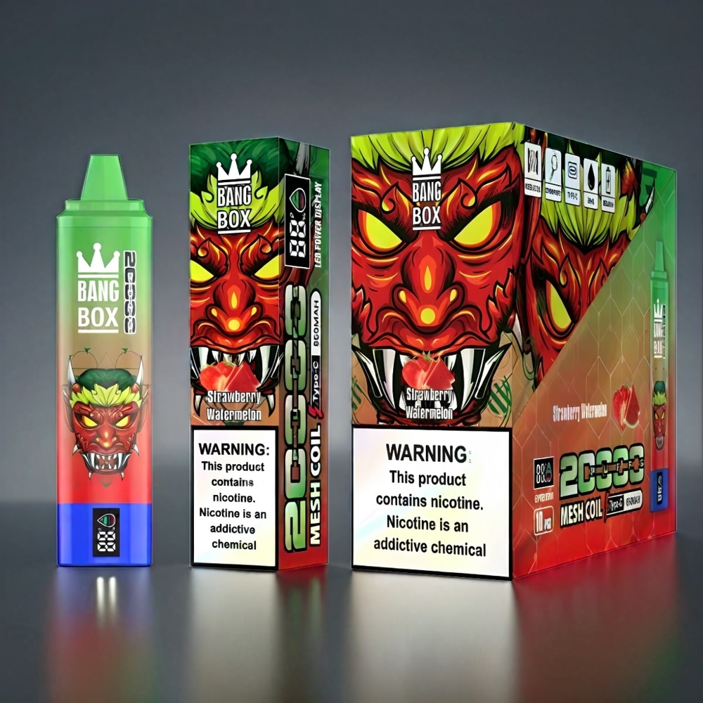Bang Box 20000 Puffs Norge Engros Vape Jordbær Vannmelon – 35ml E-Liquid, 850mAh, Smart Skjerm, 12 Smaker