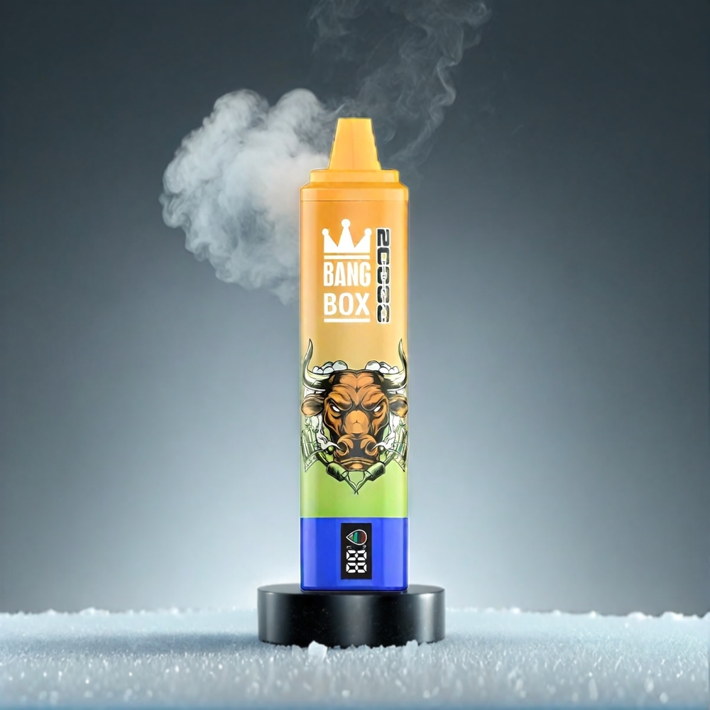 Bang Box 20000 Puffs Norge Engros Vape Mango Is med 35ml E-Liquid, 850mAh Oppladbar, Mesh Coil, Smart Skjerm
