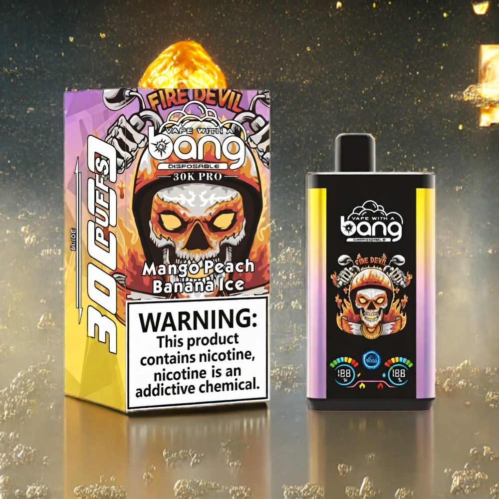 Bang 30K Pro 30000 Puffs Norge Engros – Mango Peach & Banana Is – 36ml E-Liquid, 550mAh Batteri, 0-5% Nikotin, Dual-Flavor System