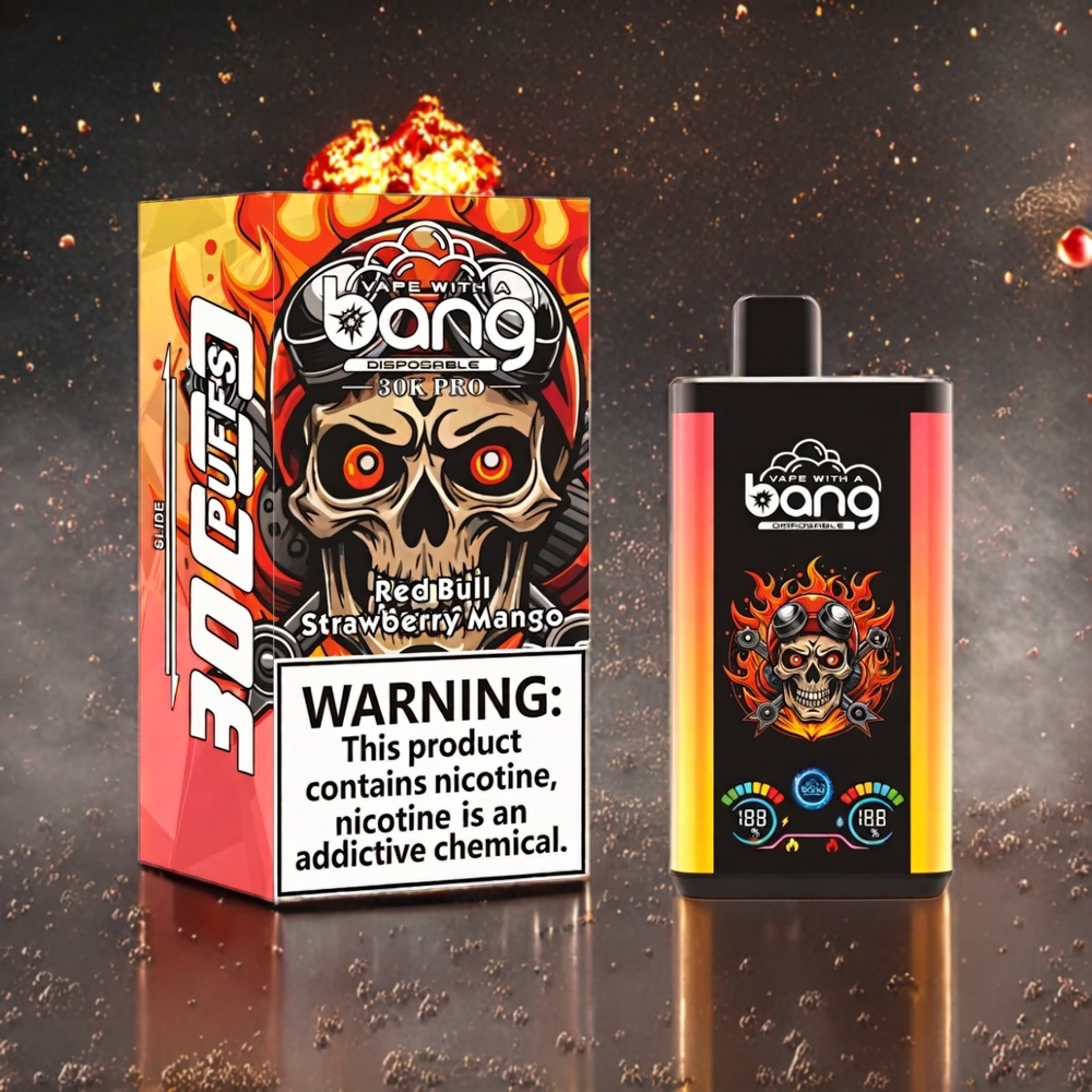 Bang 30K Pro 30000 Puffs Norge engros – 36ml, 550mAh, Dual-Smak (Red Bull & Jordbær Mango) – Nikotinstyrke 0%, 2%, 3%, 5%