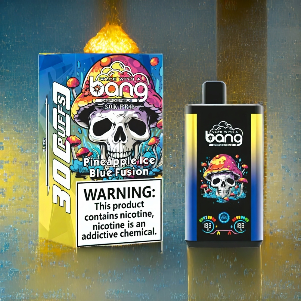 Bang 30K Pro Norge Engros – 30000 Puffs, 36ml, 550mAh, Dual-Smak Ananas Is & Blå Fusion, Nikotin 0%/2%/3%/5%