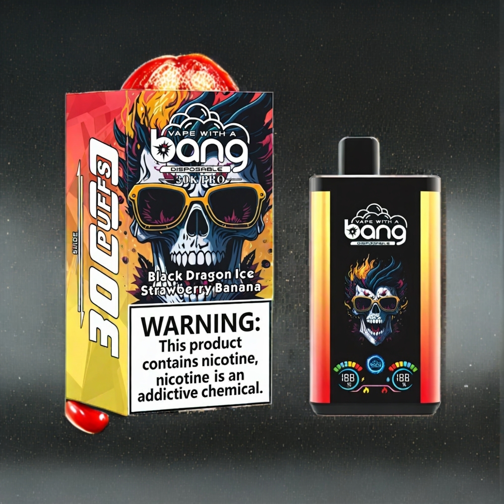 Bang 30K Pro Norge engros 30000 Puffs 36ml 550mAh Dual-Flavor Svart Drage Is & Jordbær Banan