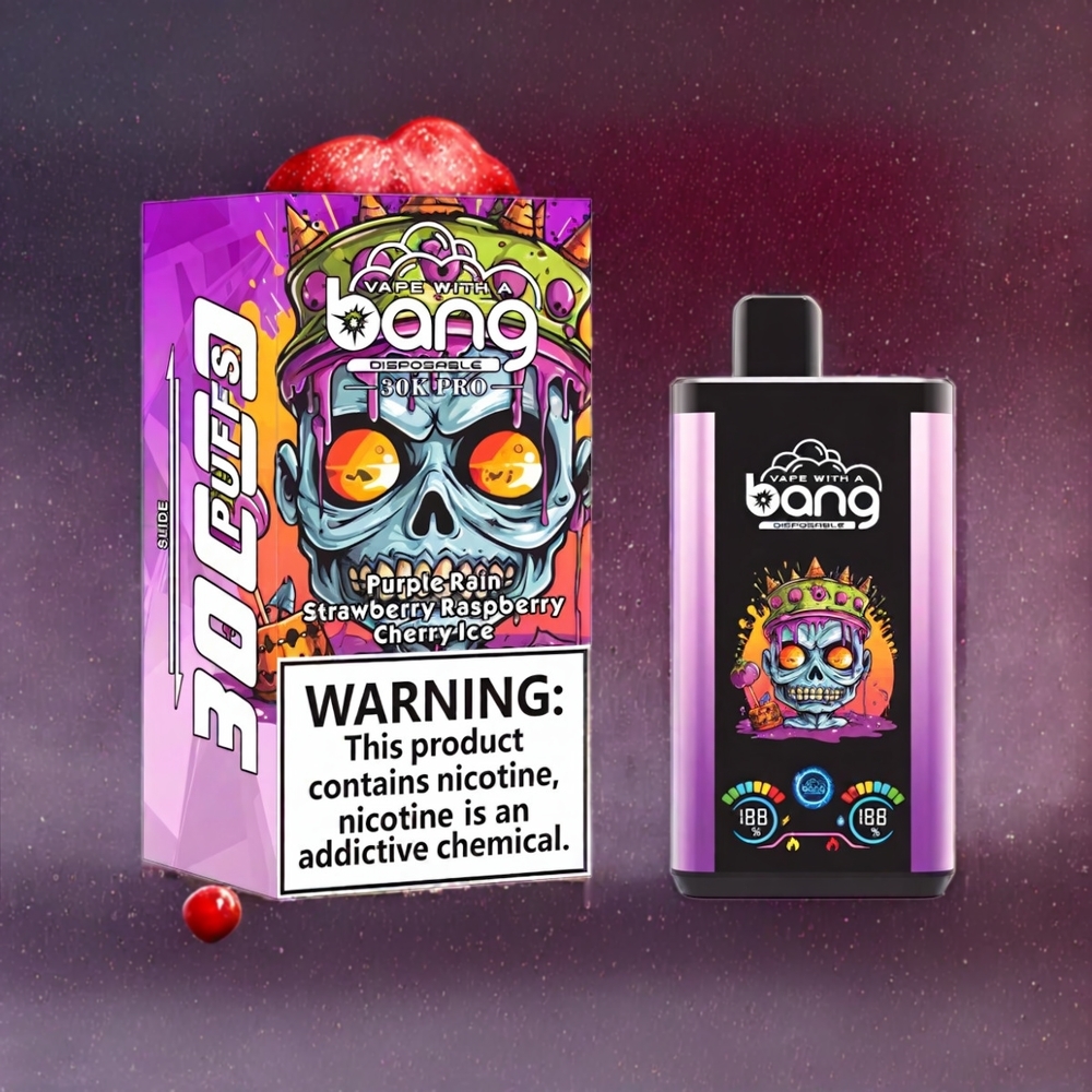 Bang 30K Pro Norge engros 30000 Puffs 36ml 550mAh Dual-Smak System Lilla Regn & Jordbær Bringebær Kirsebær Is