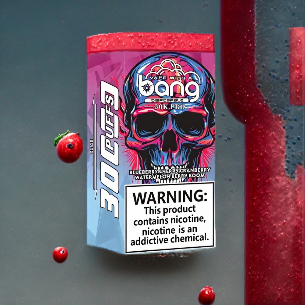 Bang 30K Pro Norge engros 30000 Puffs 36ml Dual-Flavor System Blåbær Kirsebær Tranebær & Vannmelon Berry Boom 0%-5% Nikotin